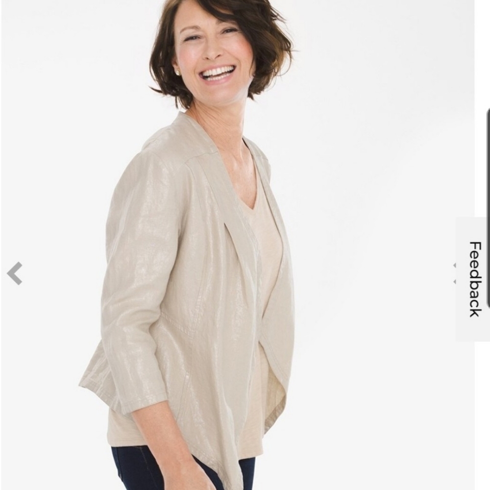 Chicos Folied Linen Drape Jacket